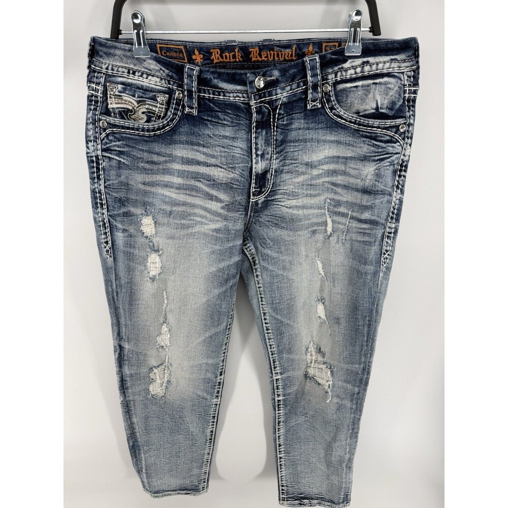 Rock Revival Jeans Womens Size 32 Cambria Easy Ankle Skinny Dazzle Pants